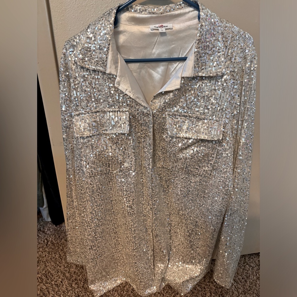 Silver Sequin Jacket - image 1